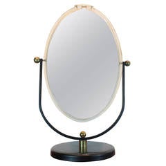 Mid-Century Modern Lucite and Brass Double Sided Vanity Mirror