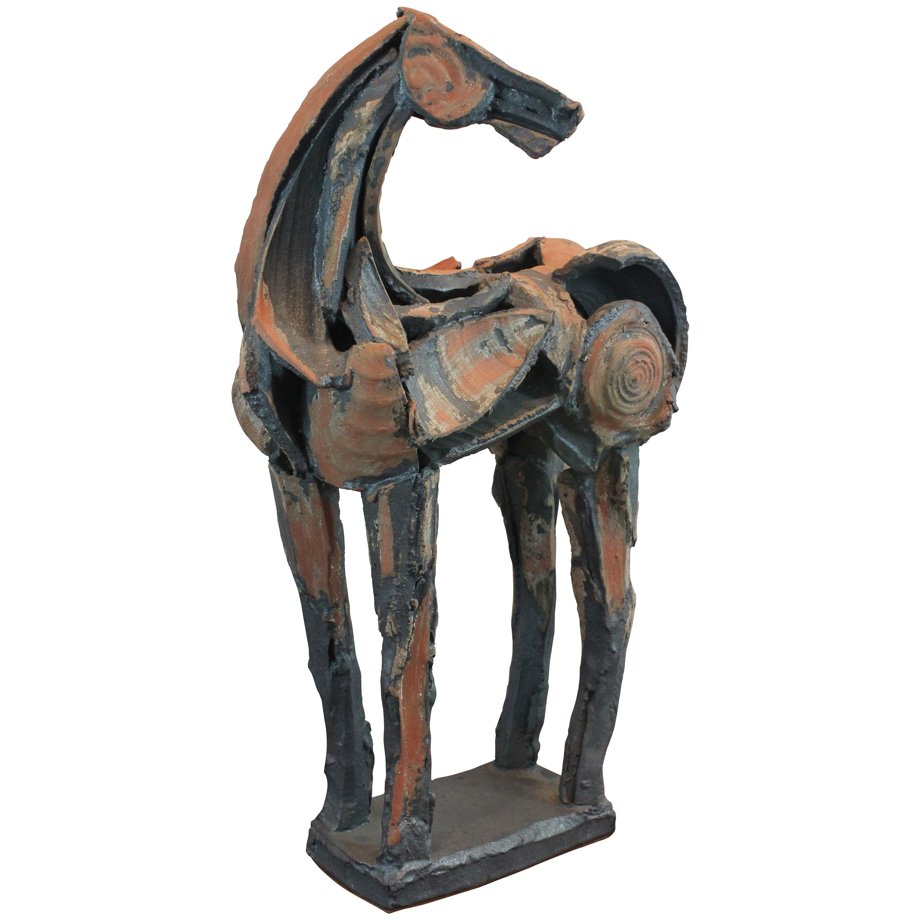 Mid-Century Modernist Ceramic Shard Assemblage Horse Sculpture For Sale