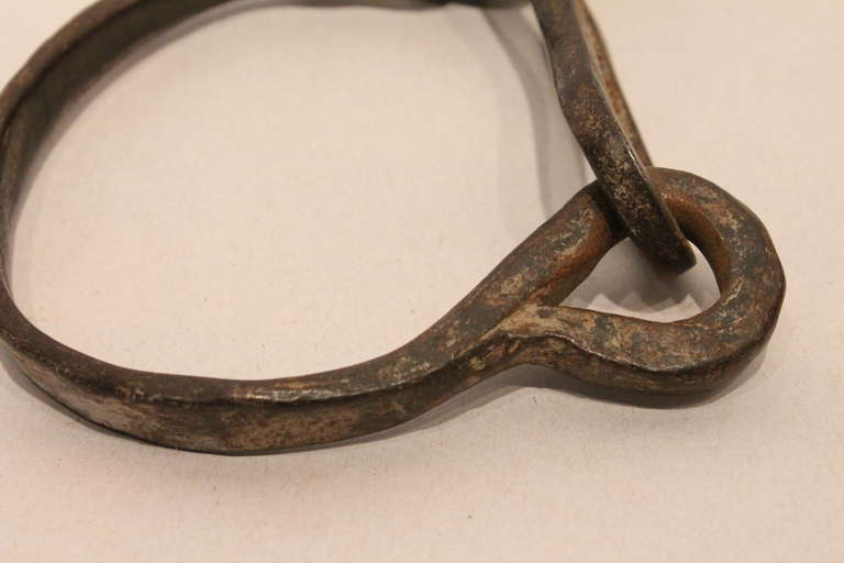 19th Century Hand-Forged Iron Shackles with Original Key For Sale 1