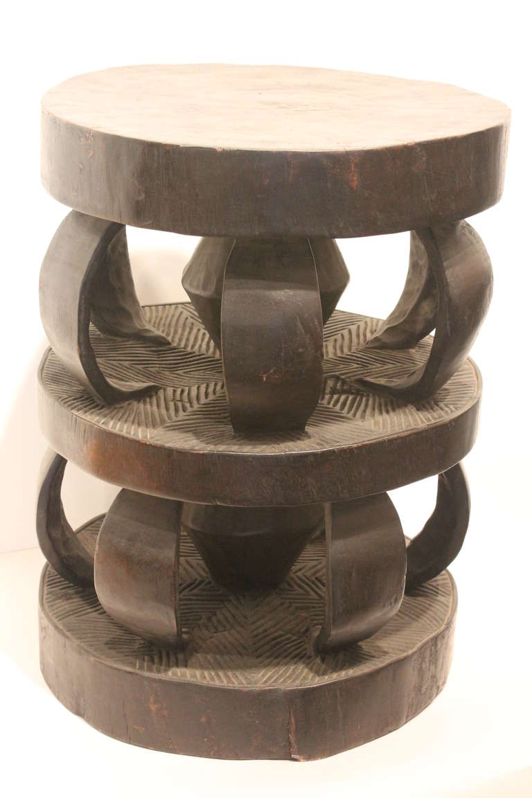 Tribal Exceptional Carved Bamoun Stool