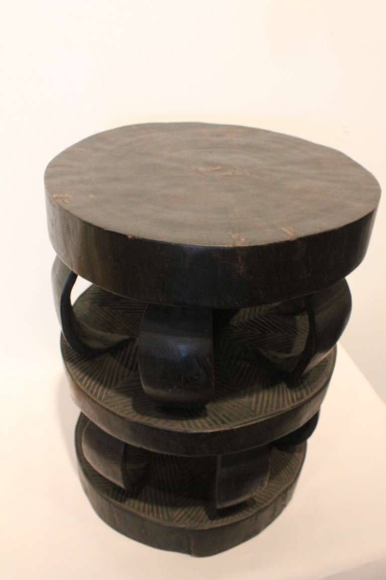 Cameroonian Exceptional Carved Bamoun Stool