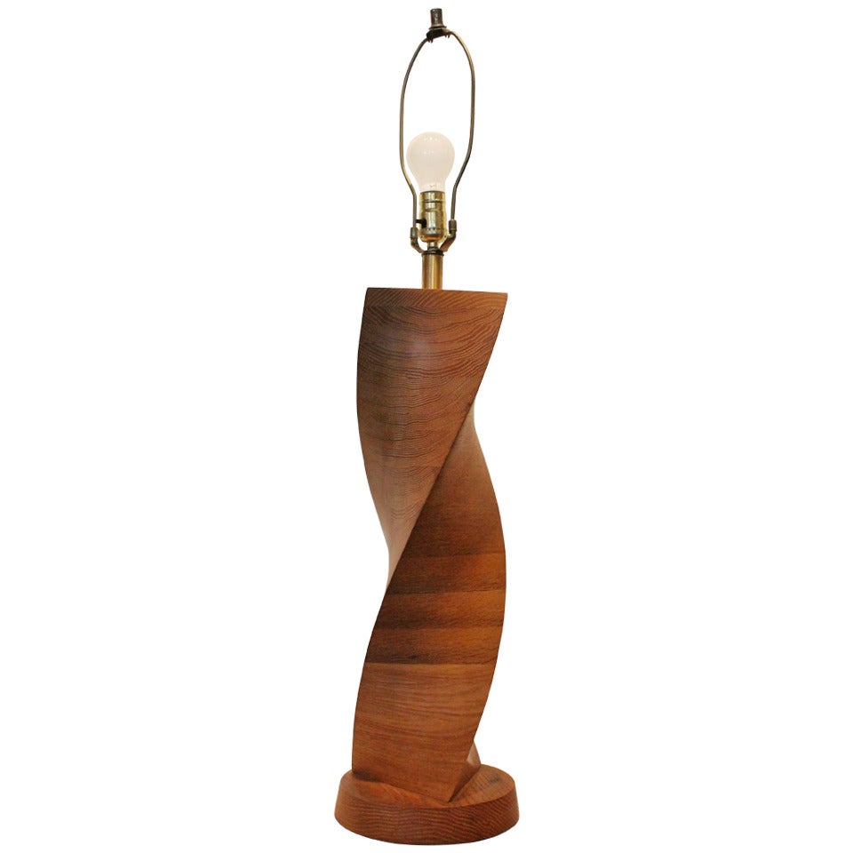 MId-Century Modern Cerused Oak Spiral Lamp