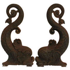 1870's Bradley and Hubbard Dolphin Andirons