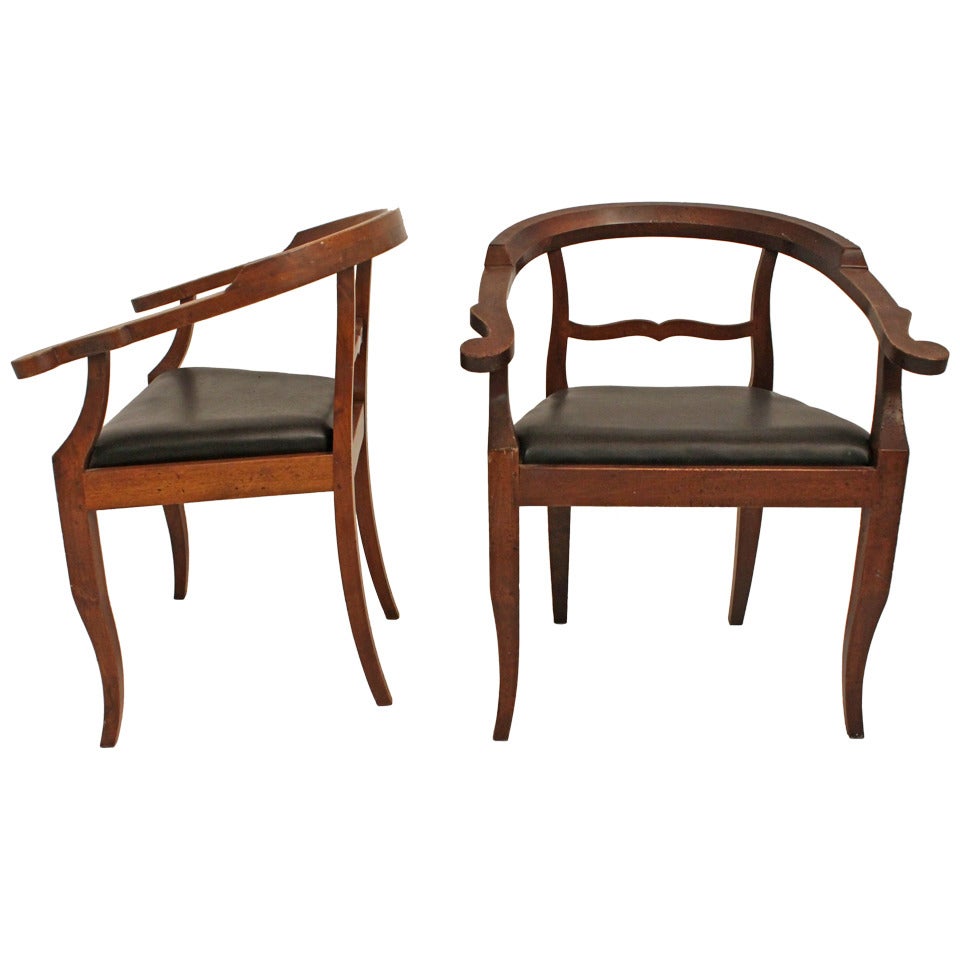 Pair of Sculptural 19th Century Arm Chairs For Sale