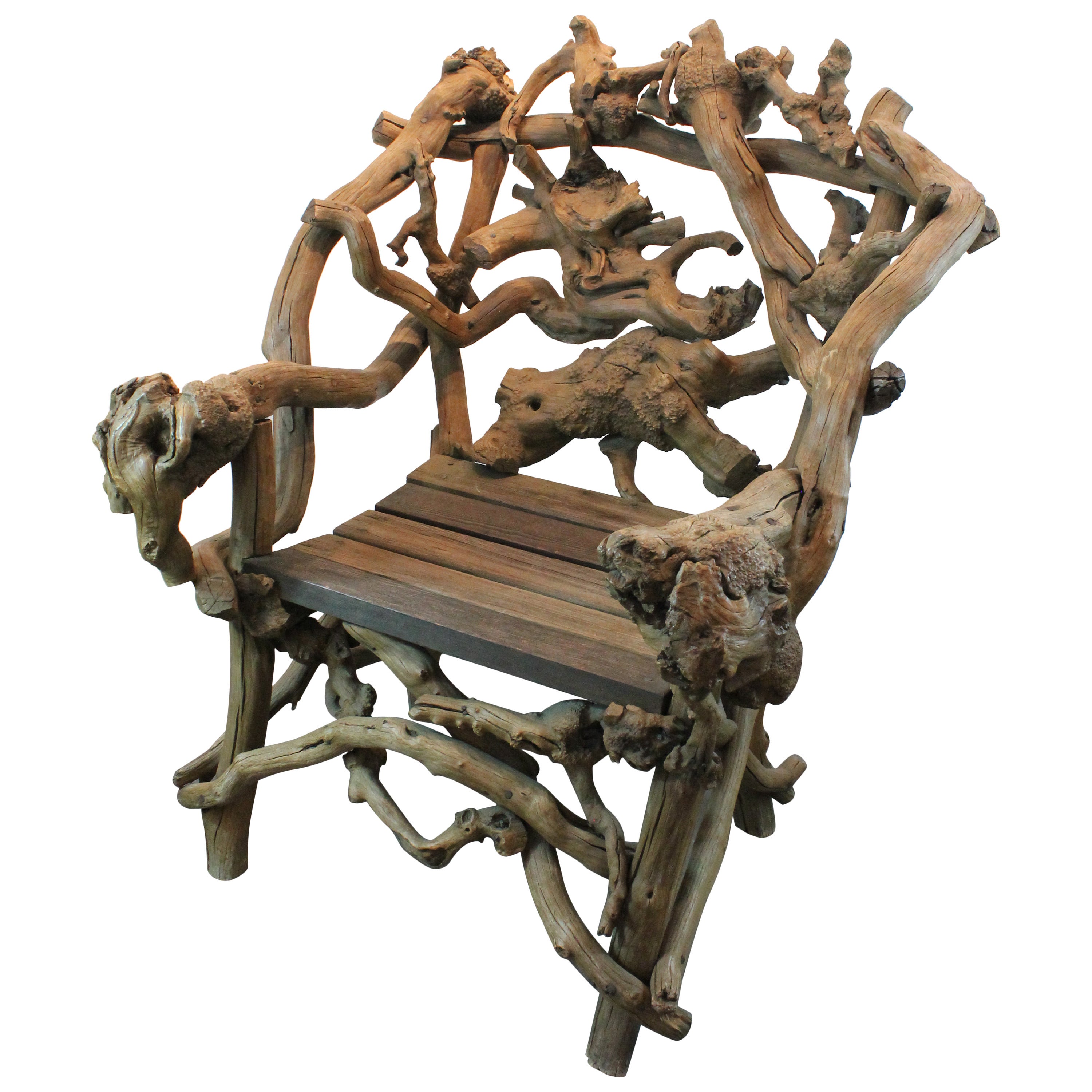 Exceptional Rhododendron Root Armchair For Sale