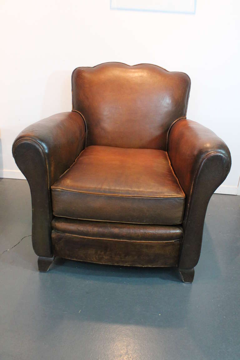 Great original condition French leather Deco club chair.
Great patina and very structurally sound.
All original untouched.