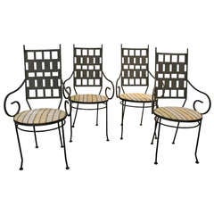 Vintage Set of 4 Mid - Century Modern Salterini Iron Chairs