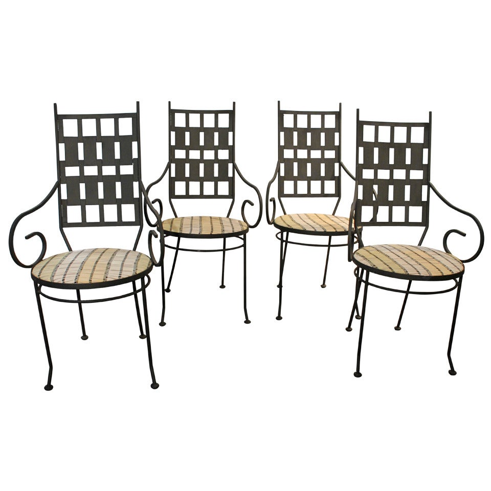 Set of 4 Mid - Century Modern Salterini Iron Chairs