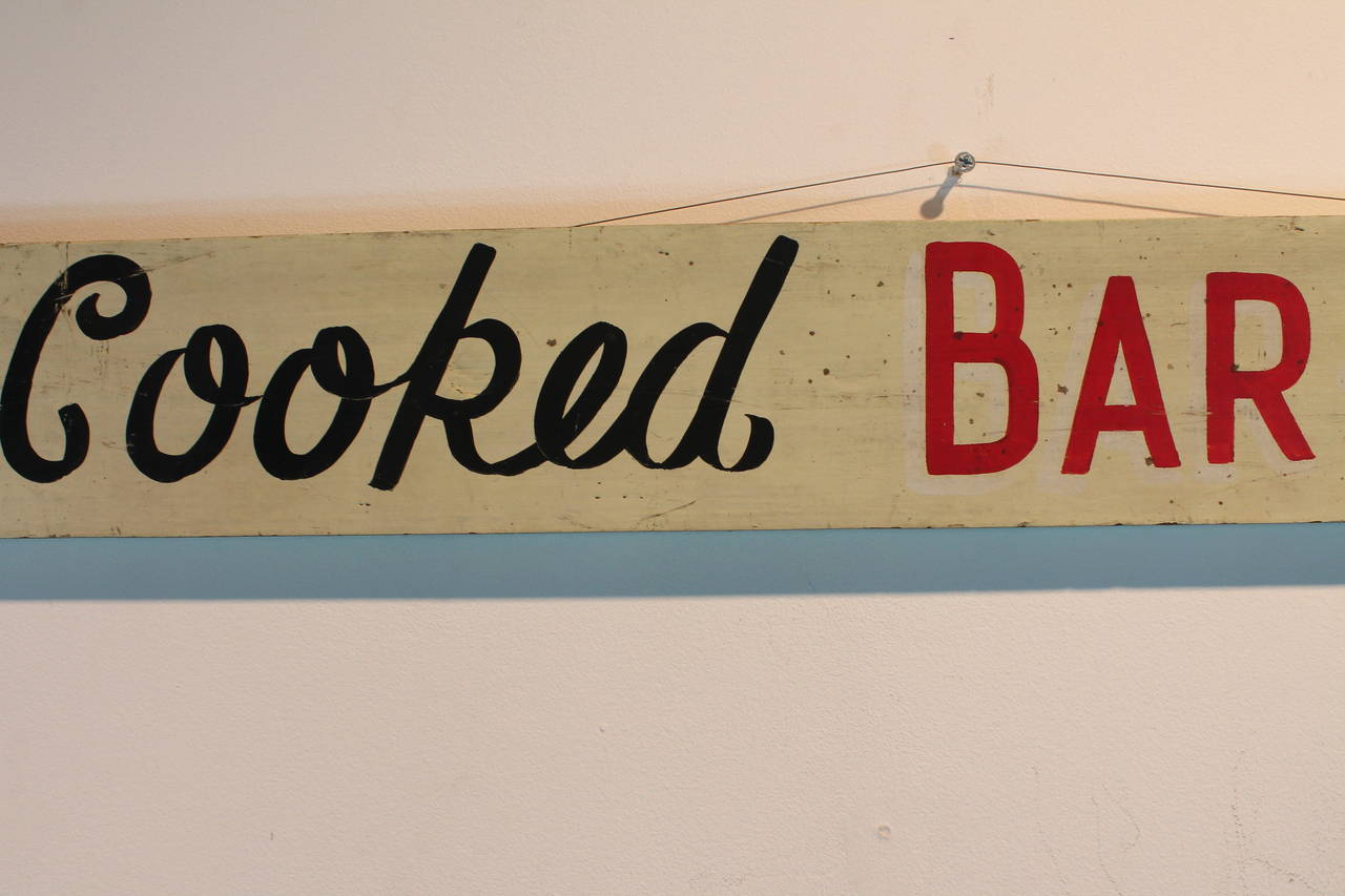 1940s Hand-Painted BBQ Sign For Sale 1
