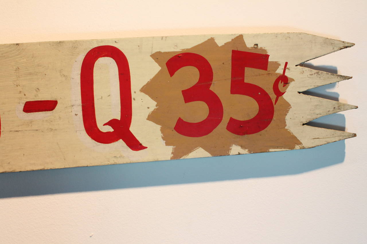 Mid-20th Century 1940s Hand-Painted BBQ Sign For Sale