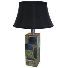 Paul Evans Style Cork and Chrome Table Lamp