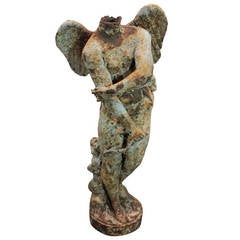 19th Century Cast Iron Garden Statue of a Headless Angel