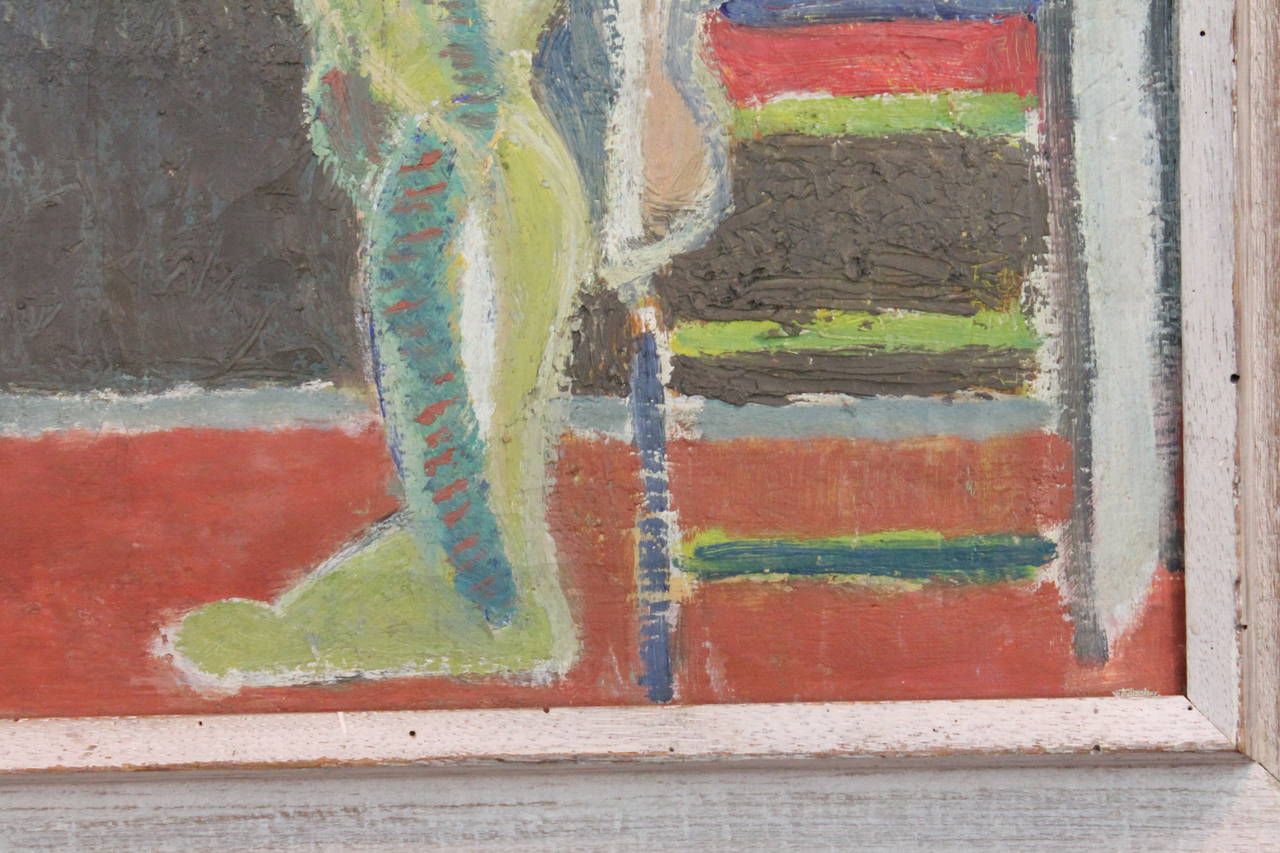 Signed 1930s Modernist Nude Oil on Canvas In Excellent Condition For Sale In 3 Oaks, MI