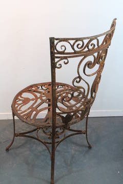 19th Century Wrought Iron Floral Design Garden Chair