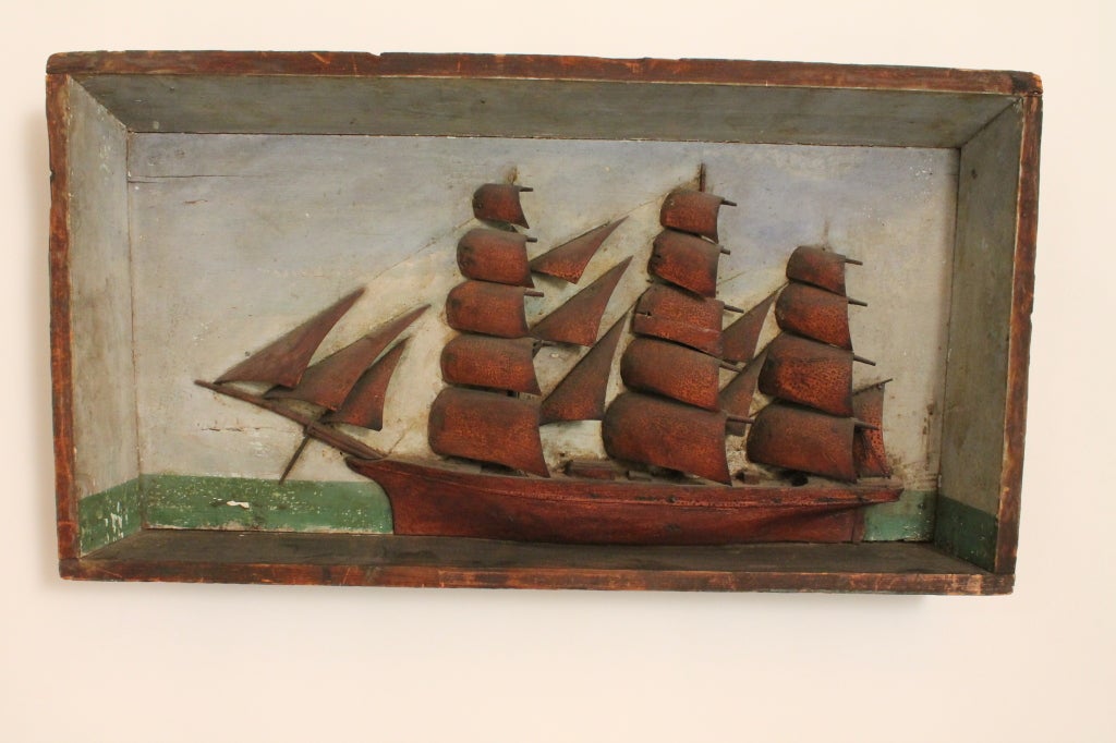 Folk Art Schooner Diorama