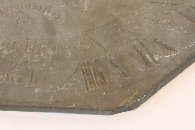 1847 Engraved Slate Sundial In Good Condition In 3 Oaks, MI