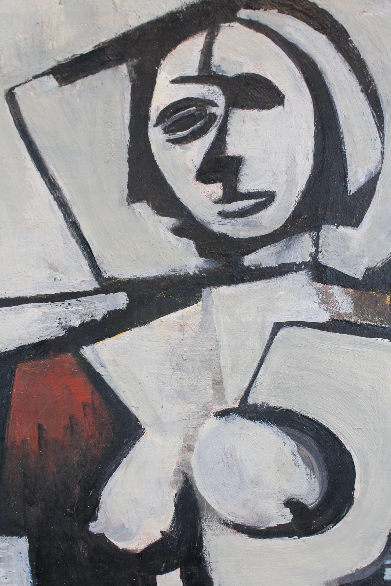 Modern Cubist Inspired Figurative Oil on Canvas For Sale