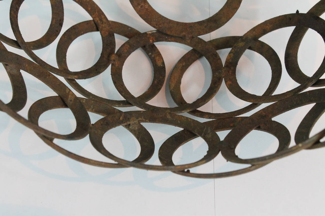Modernist Folk Art Welded Iron Ring Bowl For Sale 4