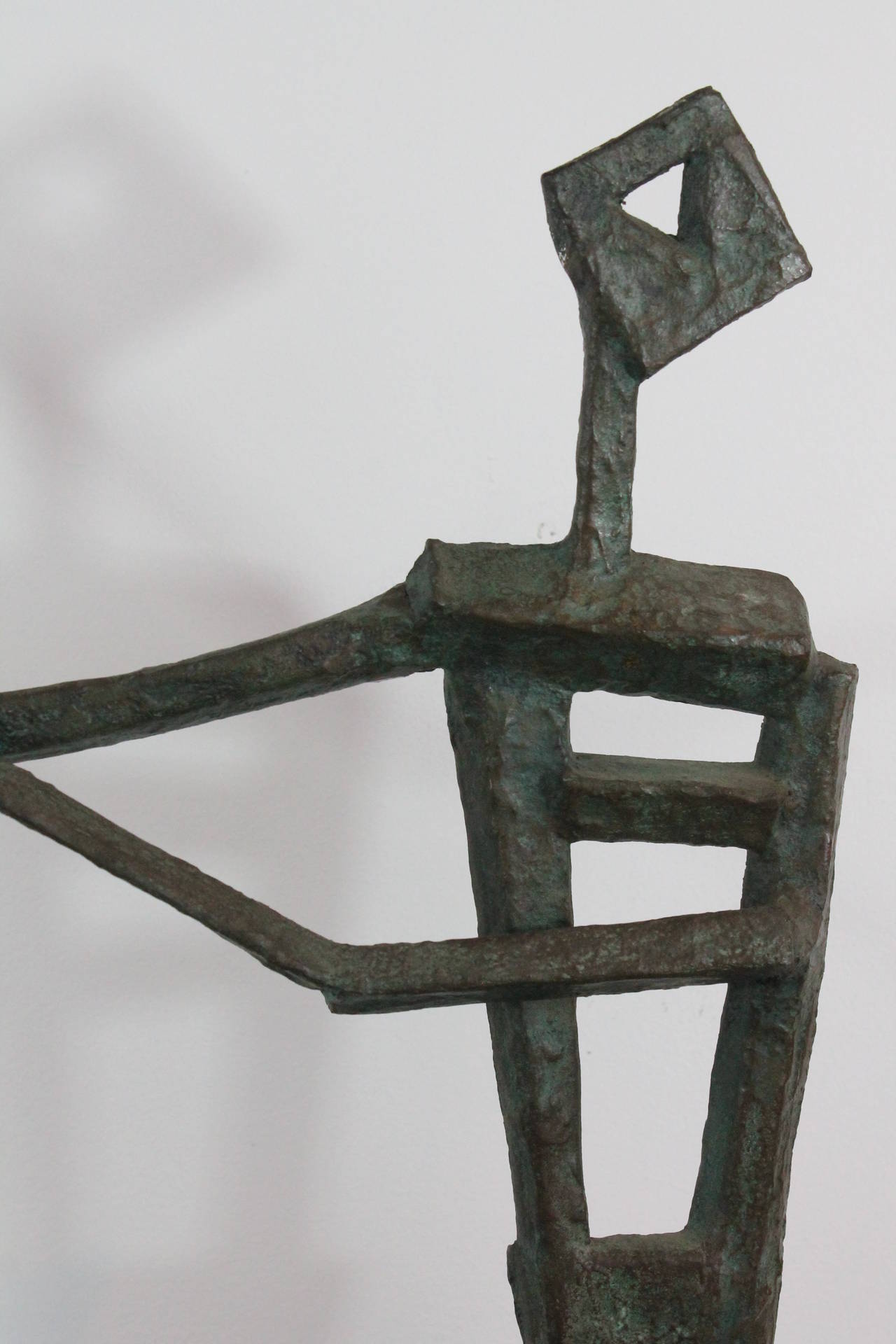 Wonderful attenuated semi-abstracted geometric figure in bronze by Harriet Kittay.
Great scale and patina.
Powerful Modernist form and presence.
Stamped 1 / 8.
Comes with a letter from Edward I. Koch , the Mayor of New York to the Honorable