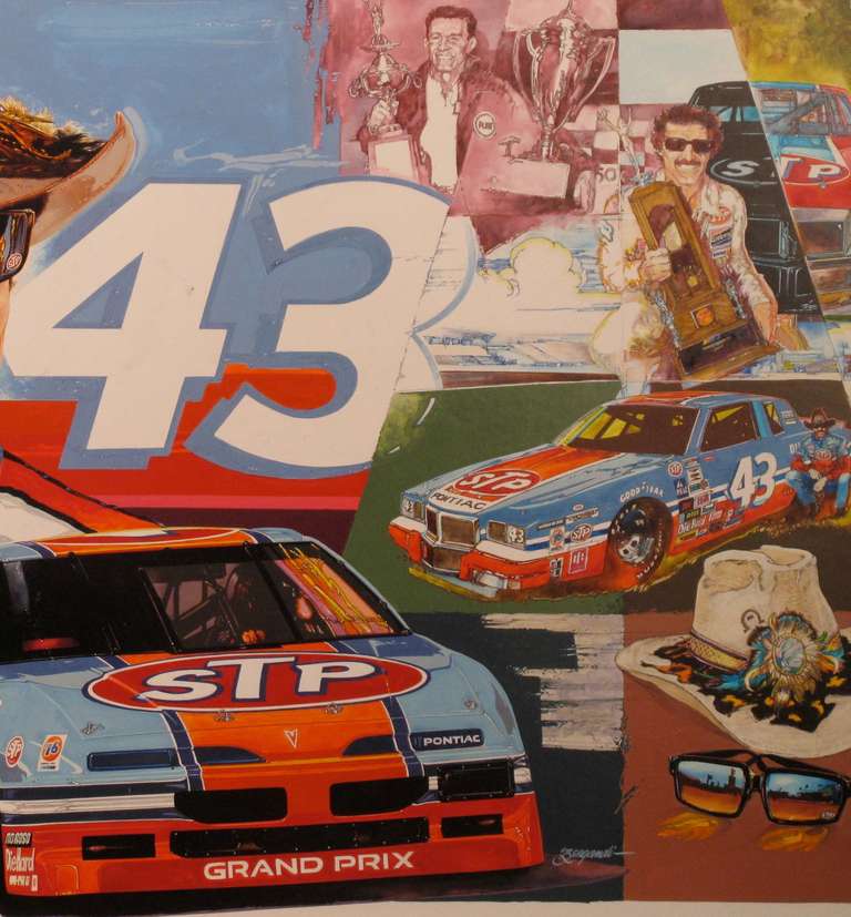 American Richard Petty Original Automobile Advertising Illustration