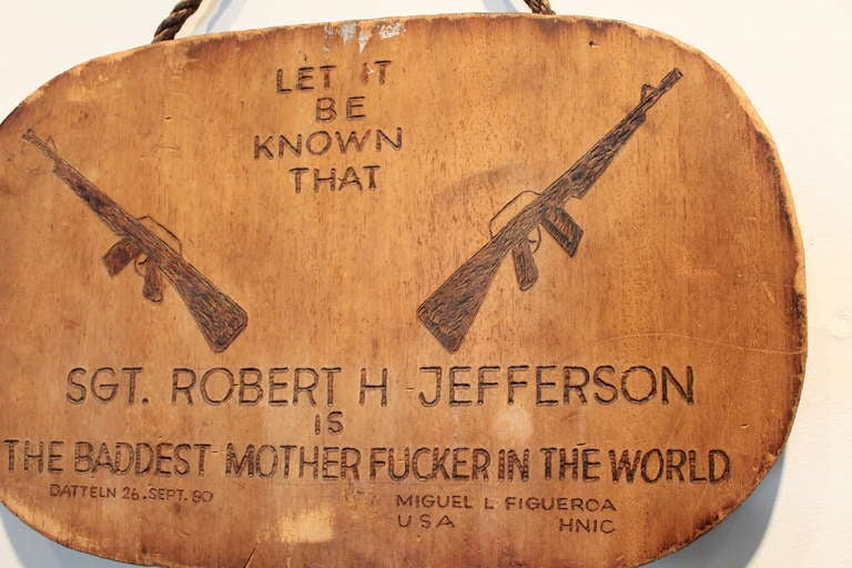 American Comical Folk Art Military Tribute Sign For Sale