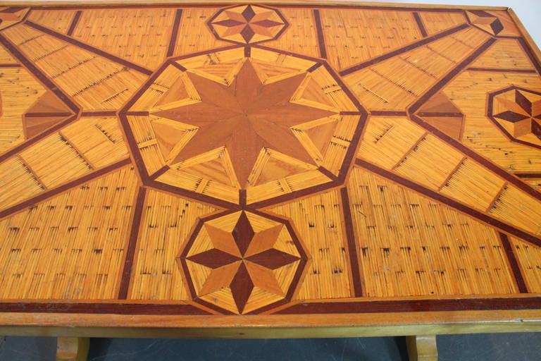 American Folk Art Star Design Matchstick Table For Sale 1