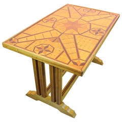 American Folk Art Star Design Matchstick Table