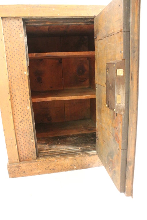19th Century Graphic Pine Spice Safe Completely Covered in Nails For Sale 2