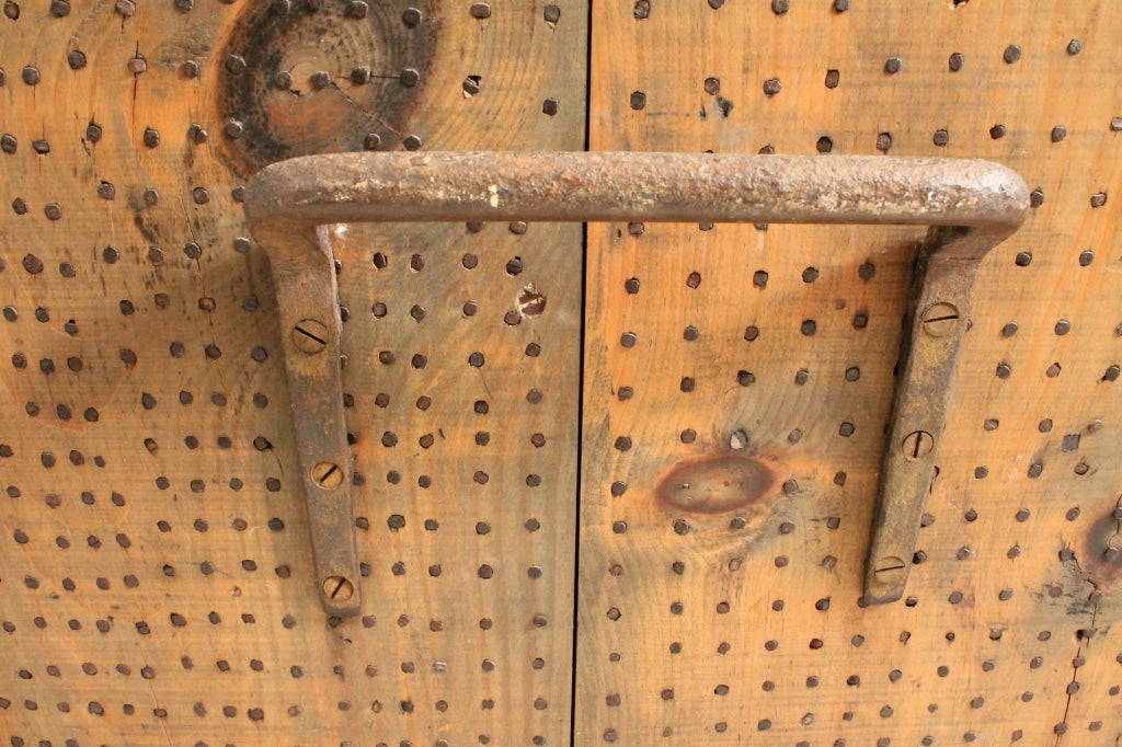 19th Century Graphic Pine Spice Safe Completely Covered in Nails For Sale 6