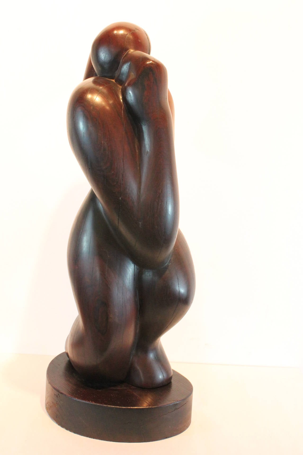 Modernist French Carved Figurative Sculpture In Good Condition In 3 Oaks, MI