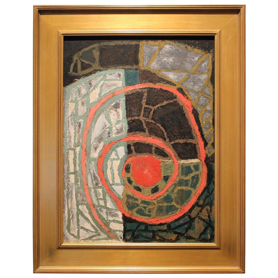 Modernist Spiral Abstract Oil For Sale