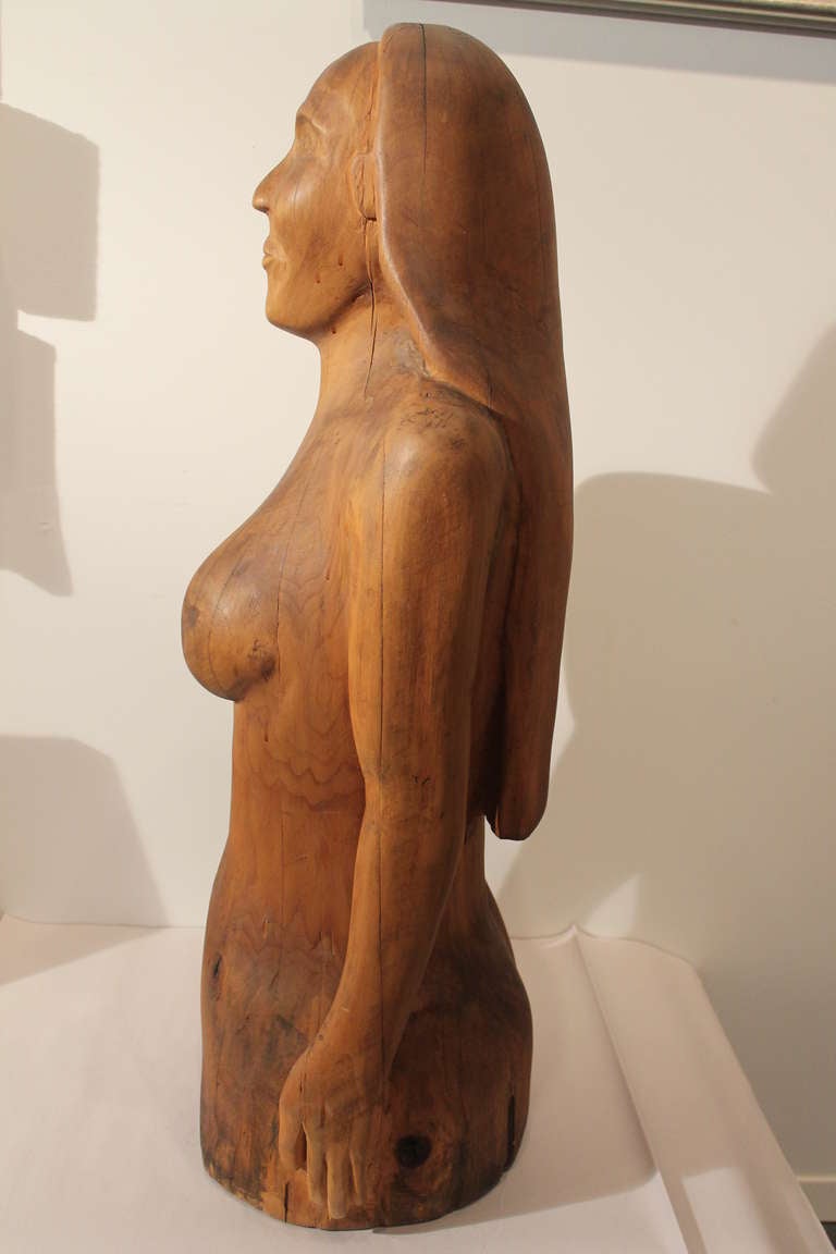 Folk Art Life Sized 1940's Carved Female Nude