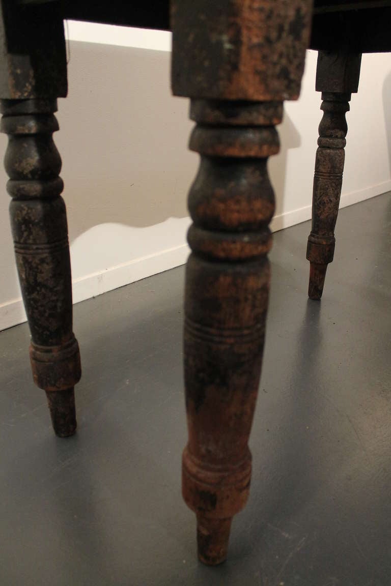 19th Century Distressed Turned Leg Table 3