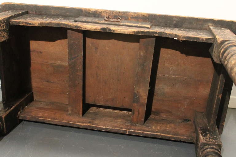19th Century Distressed Turned Leg Table 5