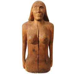 Folk Art Life Sized 1940's Carved Female Nude