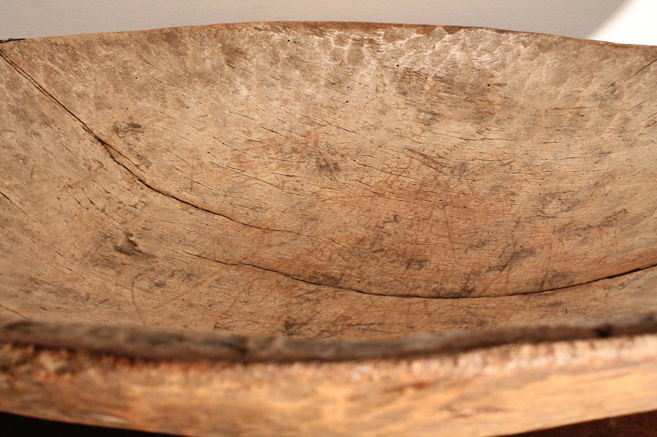 Beaten to perfection.
The best primitive bowl ever!
Very large scale primitive hand made 19th Century bowl with fantastic metal repairs.
Exceptional patina and form.