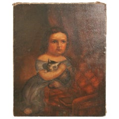 Portrait of a Young Girl with Her Cat