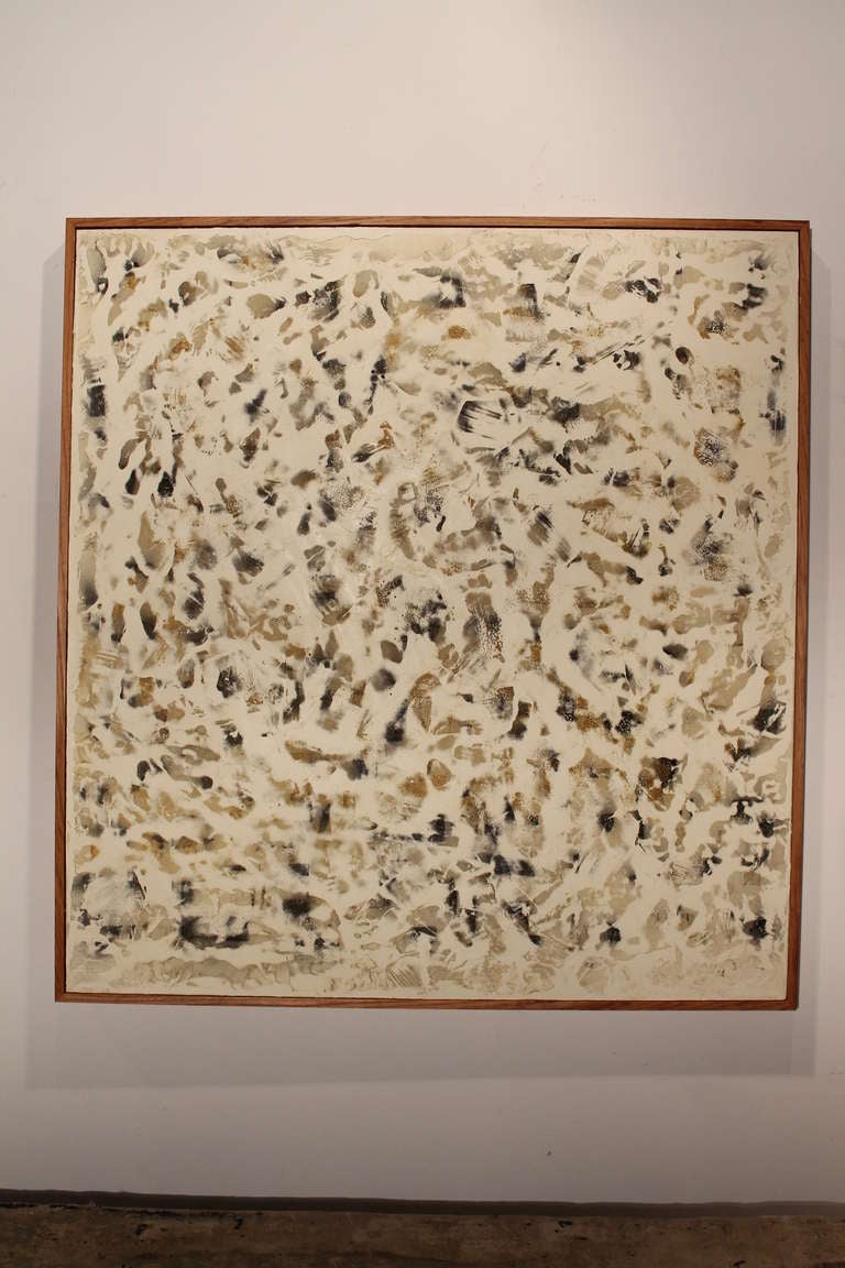 Large 2006 abstract encaustic on board by Michigan artist Bruce Hawkins titled 