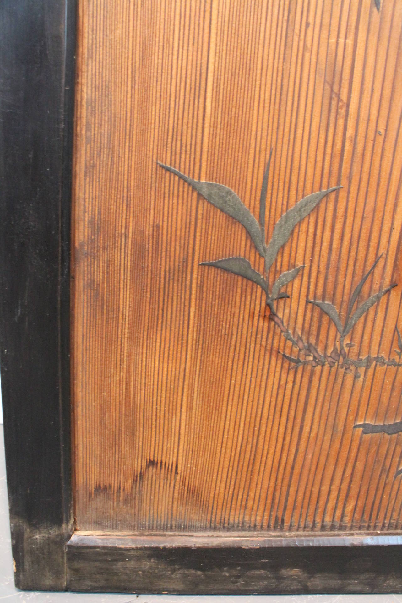 Meiji Period Japanese Crane Painted Door Panel For Sale 3