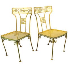 Pair of Hollywood Regency Greek Key Garden Chairs