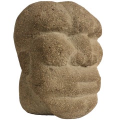 Folk Art Carved Stone Head