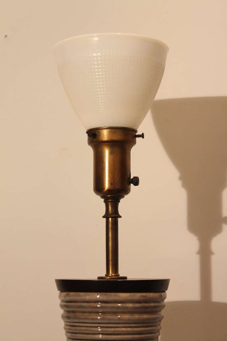 Brass Mid-Century Modern Rembrandt Ceramic Table Lamp For Sale
