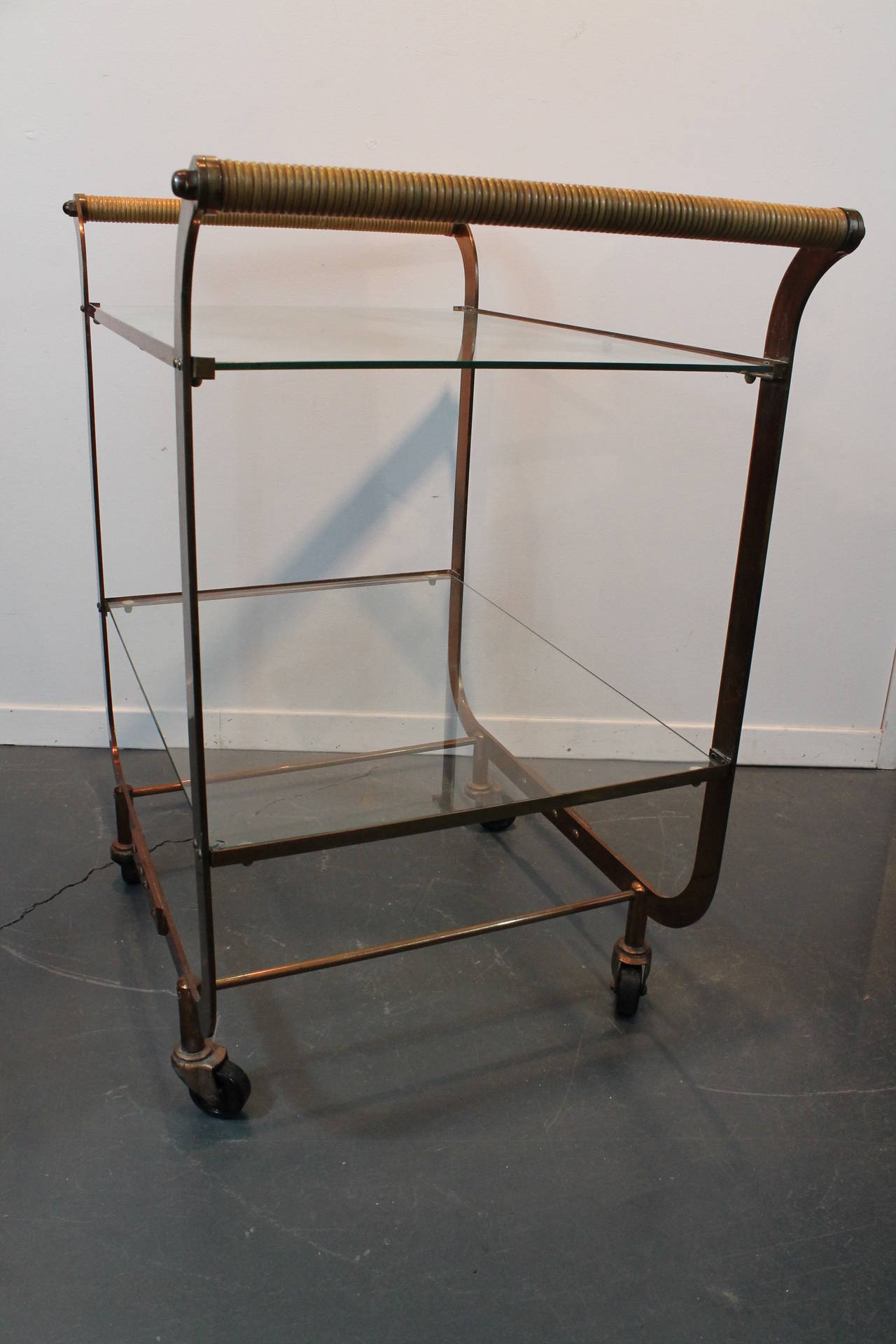 Copper Art Deco 2 Tiered Bar Cart 5