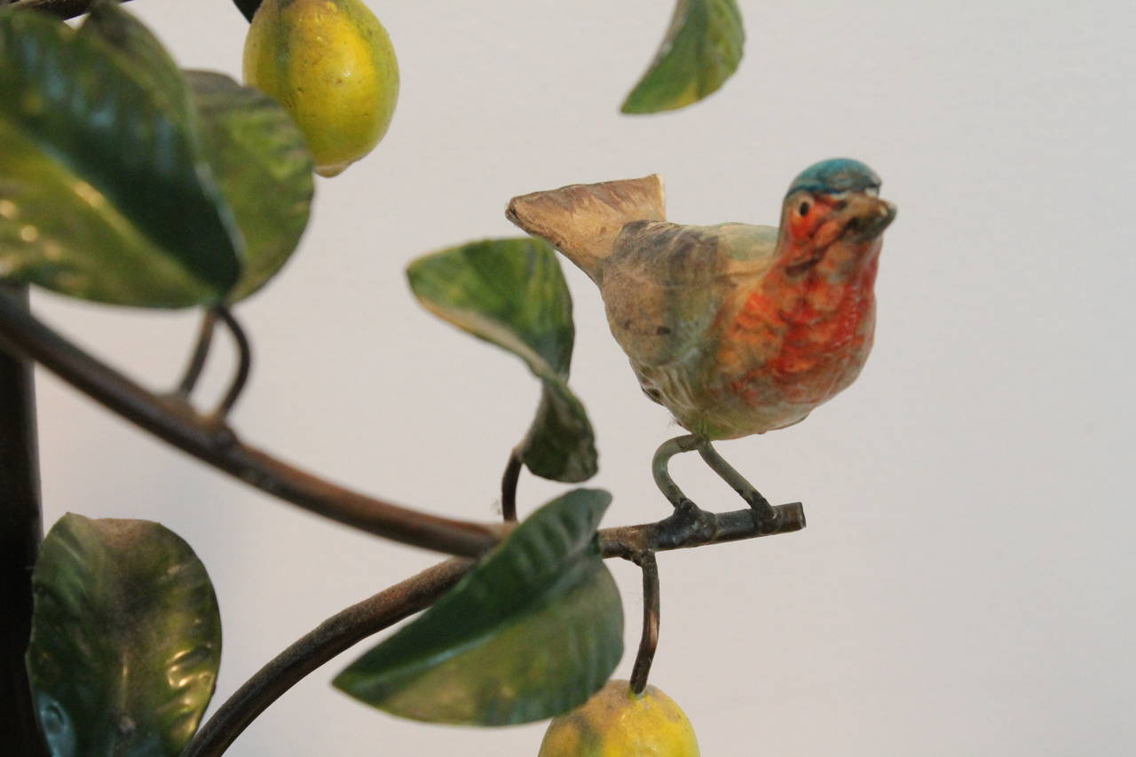 Pair of Italian Tole Birds in Lemon Tree Lamps 2