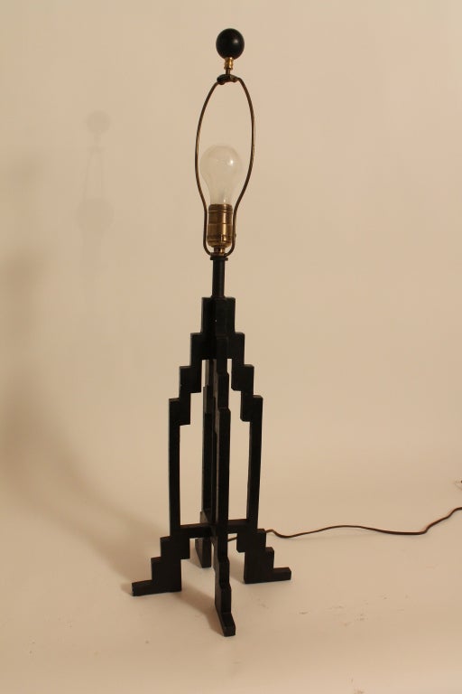 American Art Deco Iron Skyscraper Table Lamp For Sale