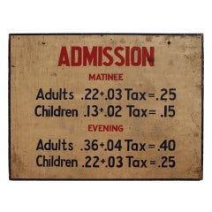 Hand Painted Double Sided Cinema Admission Sign