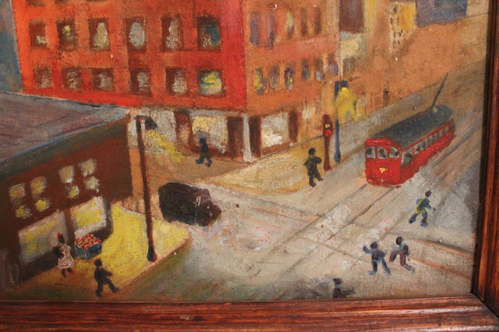 Mid-20th Century WPA Chicago Painting Signed Buczak For Sale
