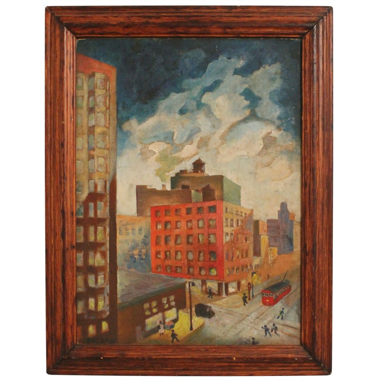 WPA Chicago Painting Signed Buczak For Sale