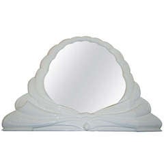 White Lacquer Hollywood Regency Mid Century modern Drapped Mirror