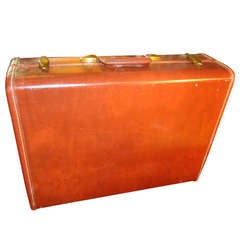 Five pieces of Samsonite Luggage Leather Suitcases Mid Century Modern